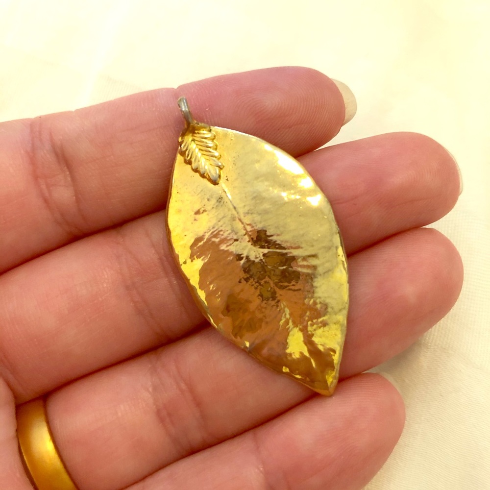 Gold Dipped Leaf Pendant - image 1